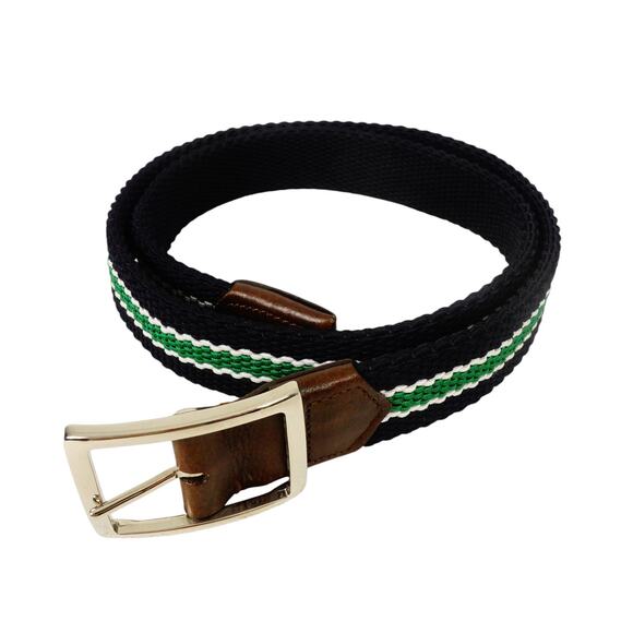 F.H. Wadsworth NYC Braided Blue Green Reversible Belt Brass Buckle Italy Size 40 - Picture 1 of 6